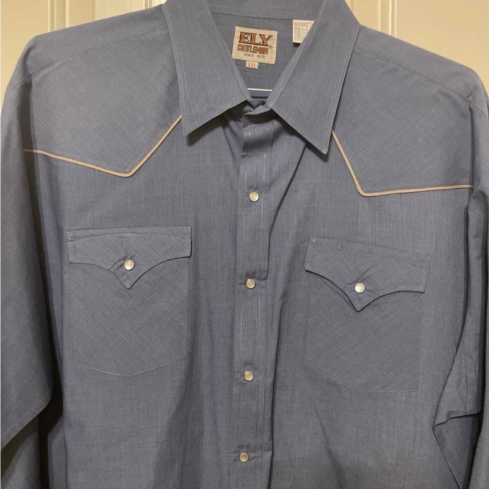 Ely Cattleman Men's Classic Blue Button Down Shirt